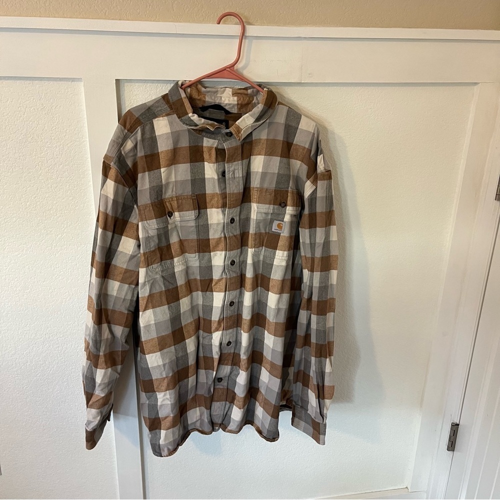Carhartt Men's XXXL Loose Fit Plaid Flannel Button-down